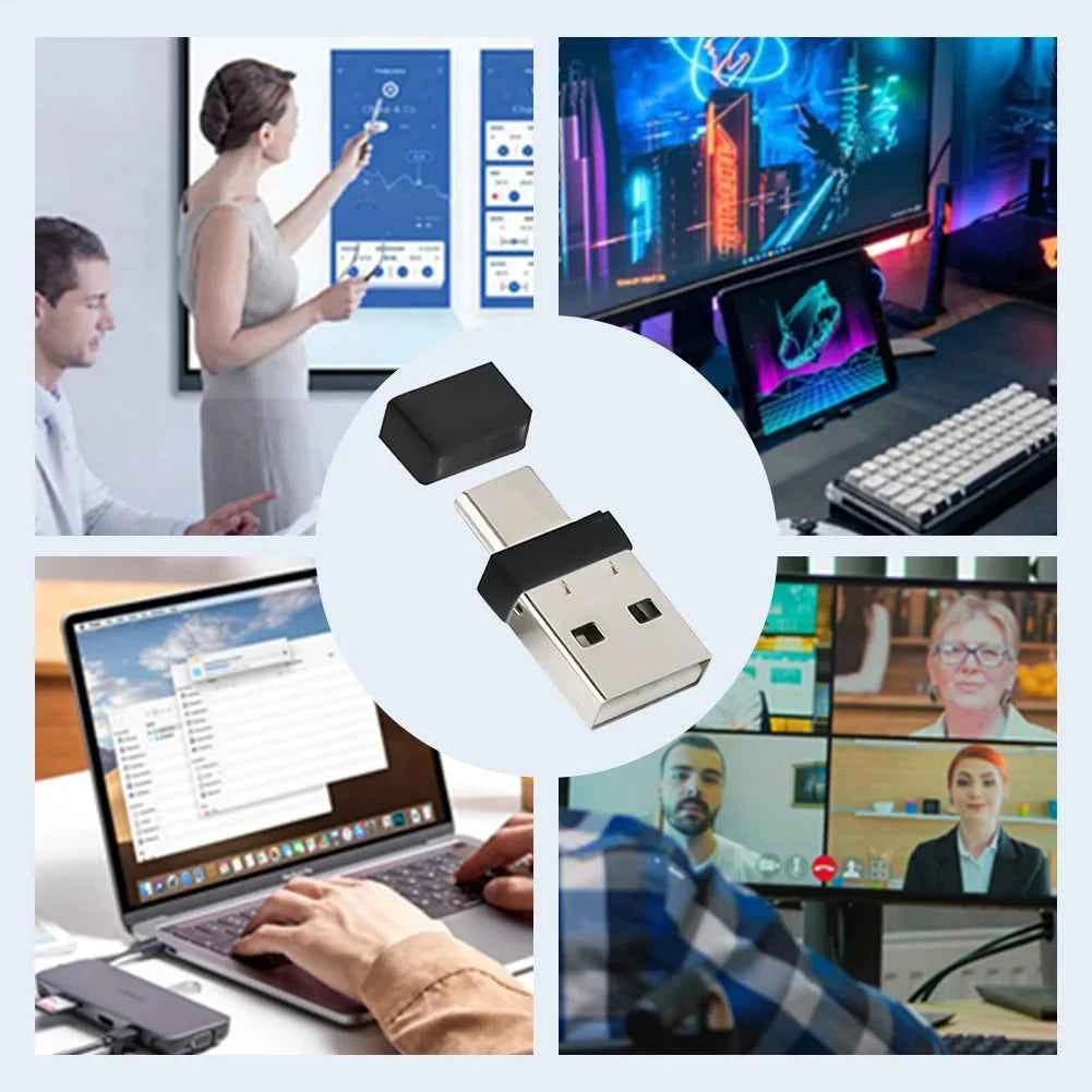 USB Type C 2 In 1 Mouse Mover Driver-Free Automatic Mouse Wiggler Prevent Laptop Entering Sleep Mini Mouse Shaker for Tablet PC
