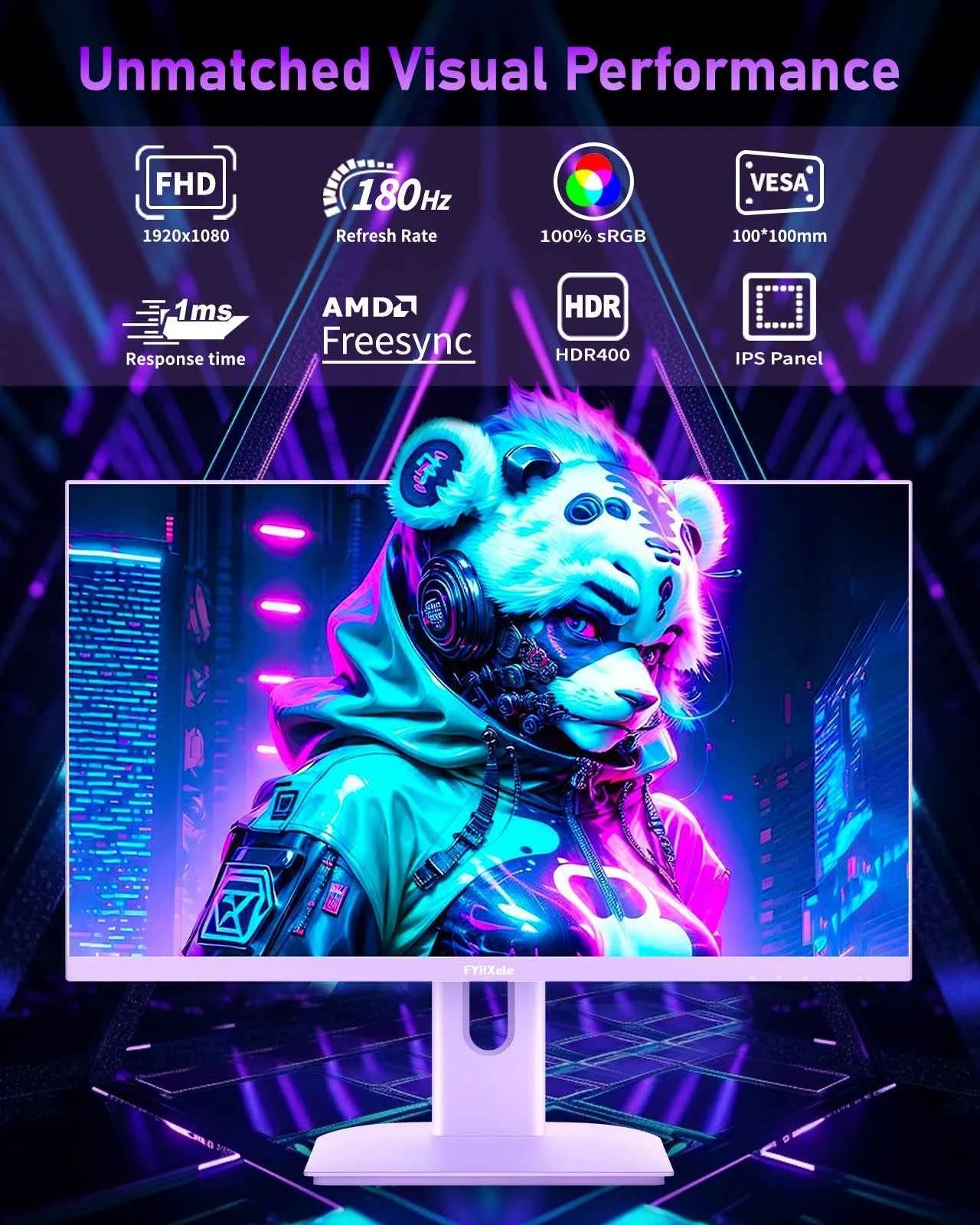 FYHXele 27 inch 180Hz IPS Gaming Monitor 1Ms Fast Response Speed 1920 * 1080 HDMI DP Ultrawide PC Support Vesa Wall Mount