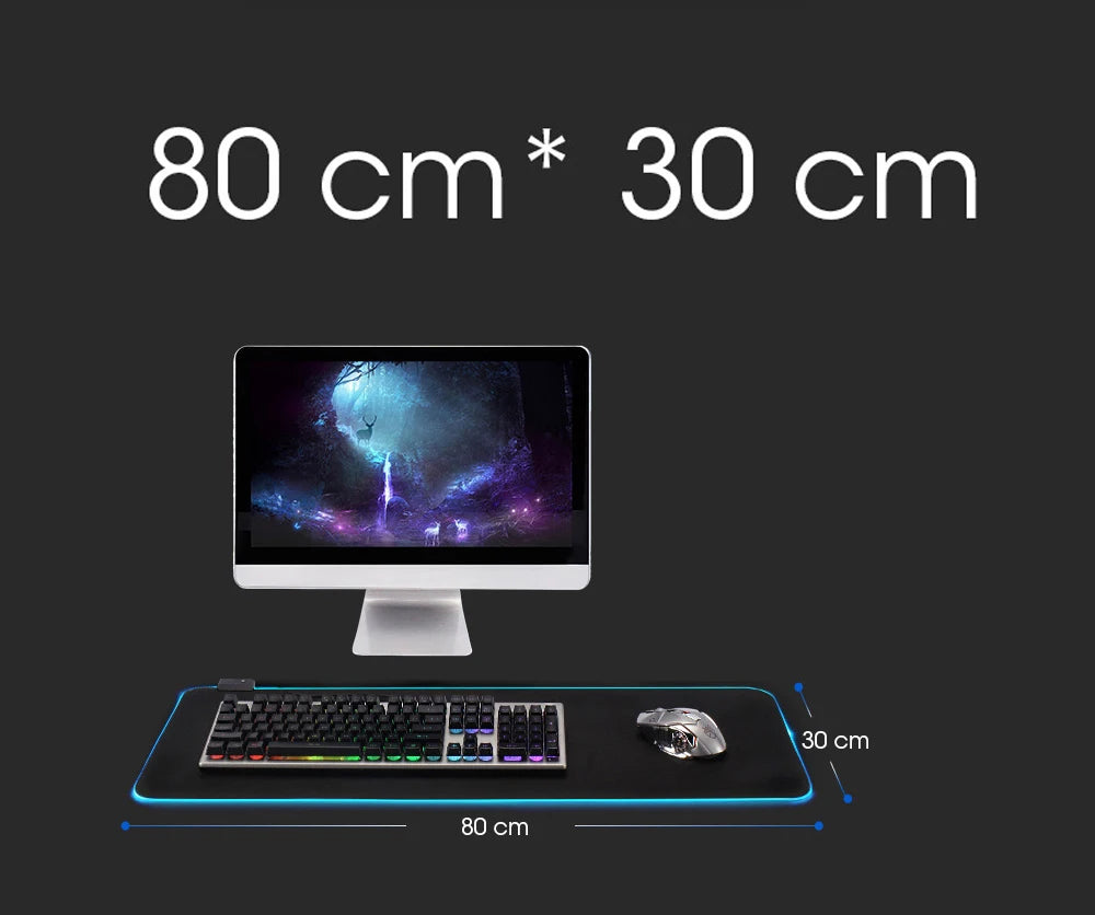 LED Lighting RGB Mouse Pad E-sports Game Keyboard Pad Table Mats Geometric Hexagons Pc Accessories Deskmat Mousepad Gamer Anime