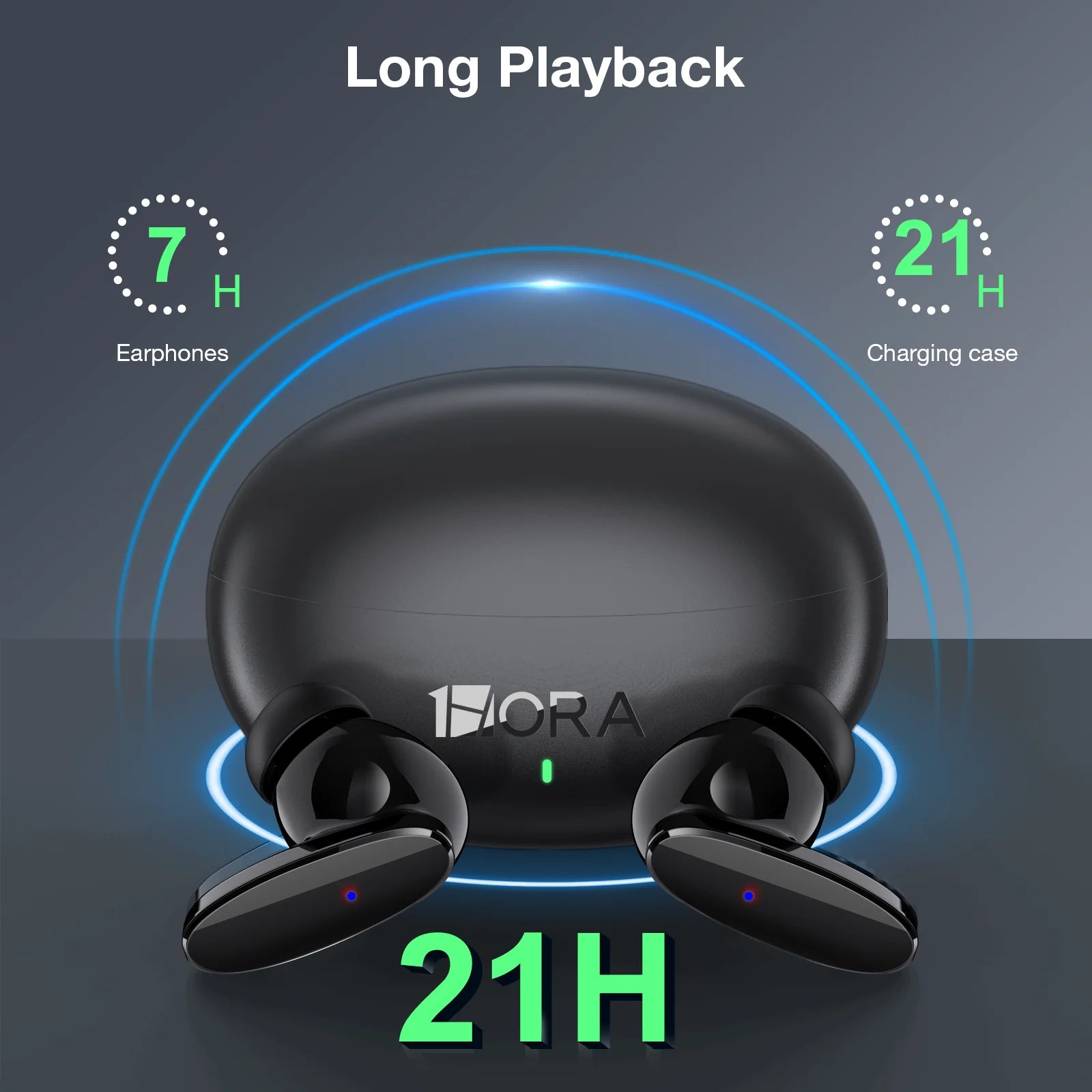 1HORA Wireless Earbuds AUT205 Long battery life Bluetooth 5.3 Earphone Type-C Charging Compatible with IOS/Android