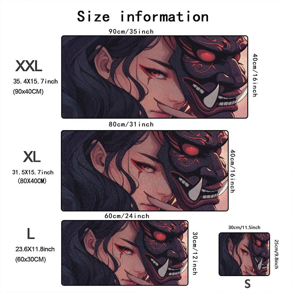 Mask anime girl Mouse Pad Large Computer Office Game Table Mats XXL Rubber Anti-slip Gaming Keyboard Mousepads Long Desk Pads