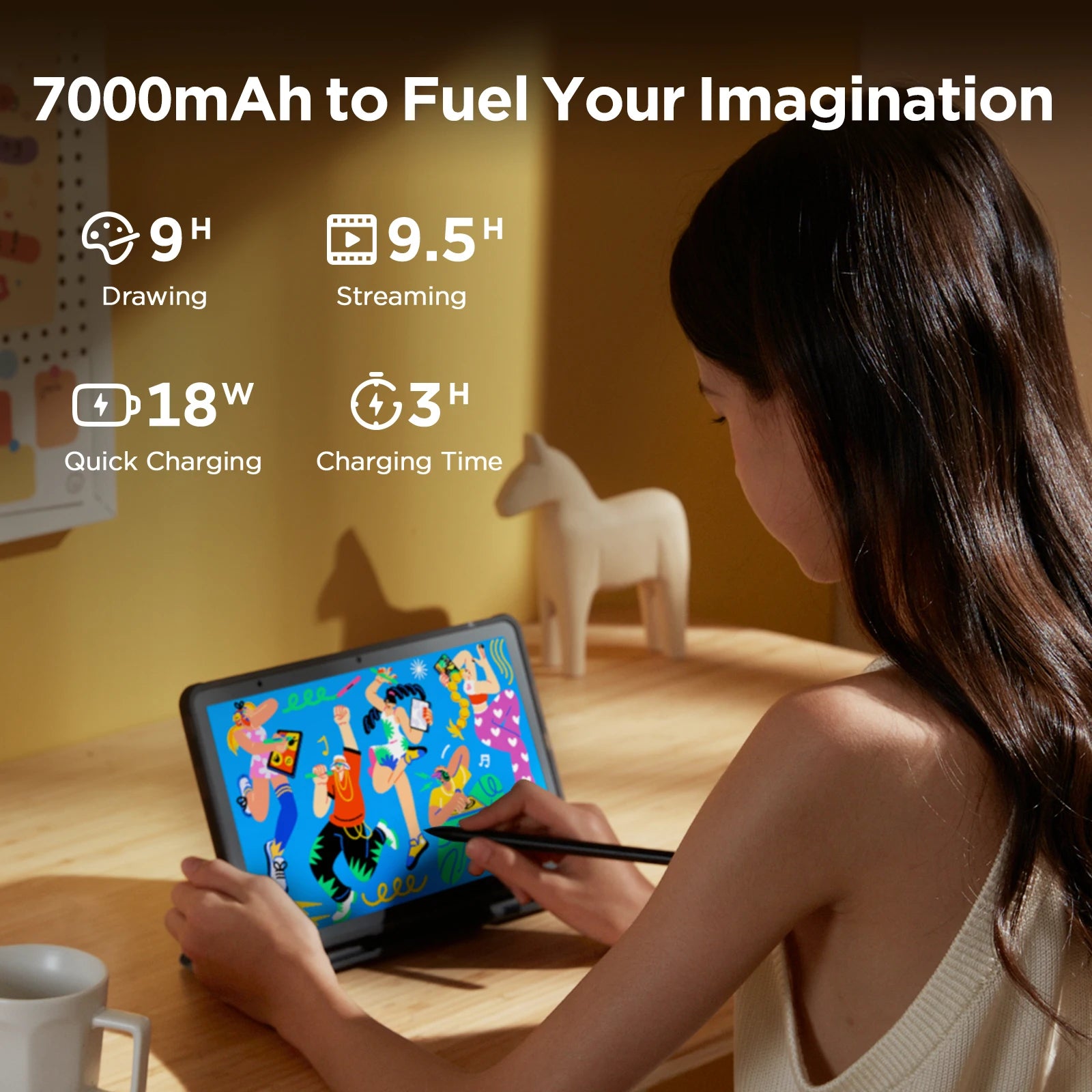 UGEE UT2 Fun Drawing Pad 6GB+128GB Full-Laminated Screen 2K Ultra HD Android 14 Tablet Drawing 7000mAh+18W 10.36 inch with Pen
