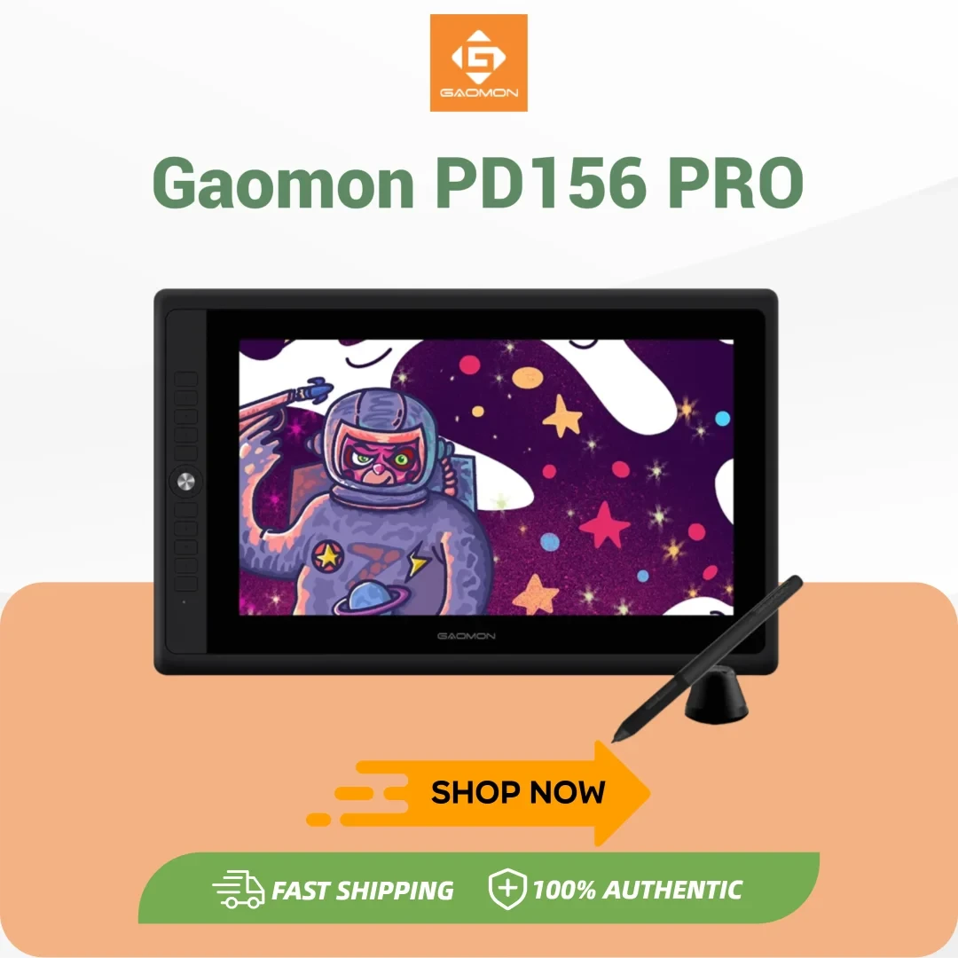 GAOMON PD156PRO Graphics Tablet Display for Drawing 15.6” Full-Laminated IPS HD Screen with 8192 Levels Battery-Free Pen