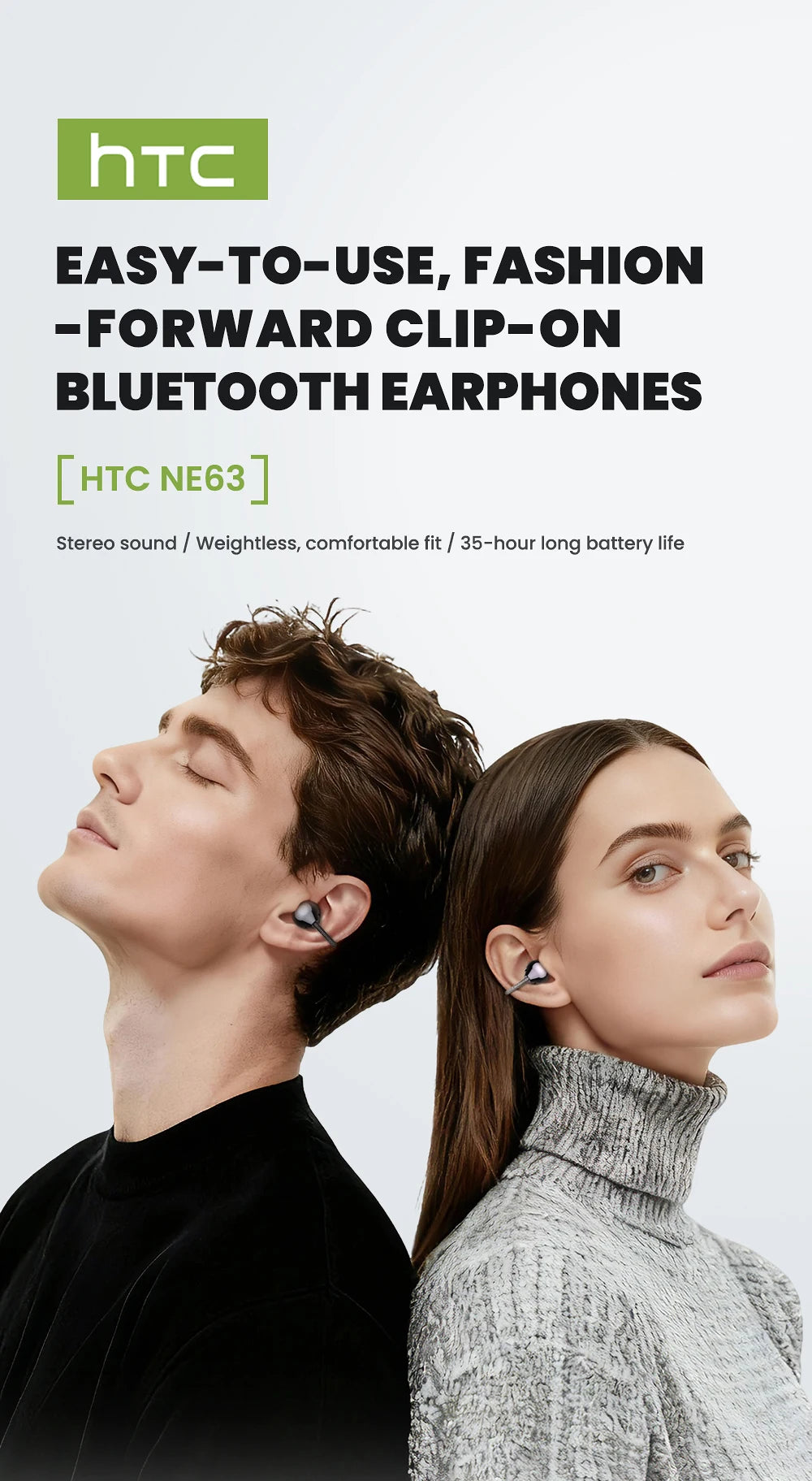 [AI Translator Earbuds] HTC NE67 Bluetooth V6.0 Earphones Portable Wireless headphones Comfort Earclip with a hanging chain