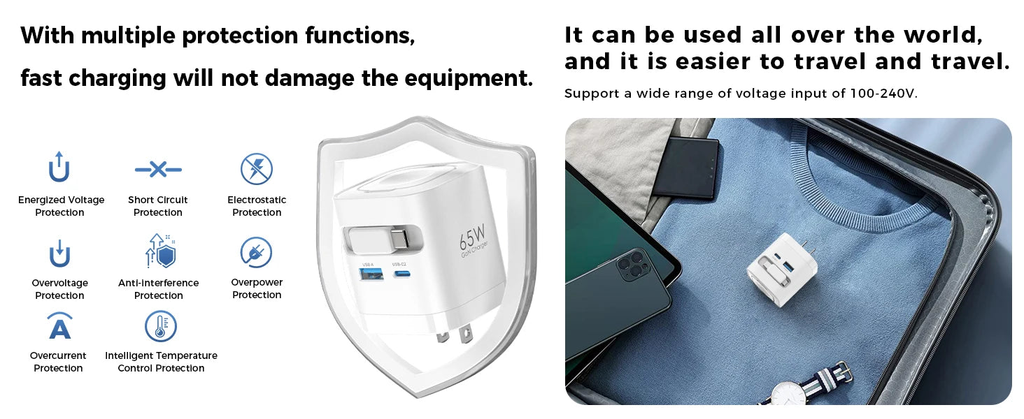 TOPADRE Retractable 65W For Apple Watch wireless Charger, Rapid Charging for Macbook,for iPhone, iPad smartphone, Foldable