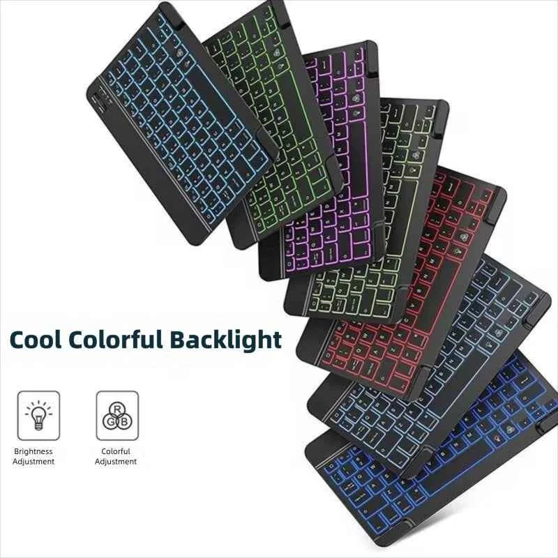 RGB Bluetooth Keyboard And Mouse Set Mini Wireless Keyboard and Mouse Kit Rechargeable Russian Keyboards 10 Inch For iPad Tablet