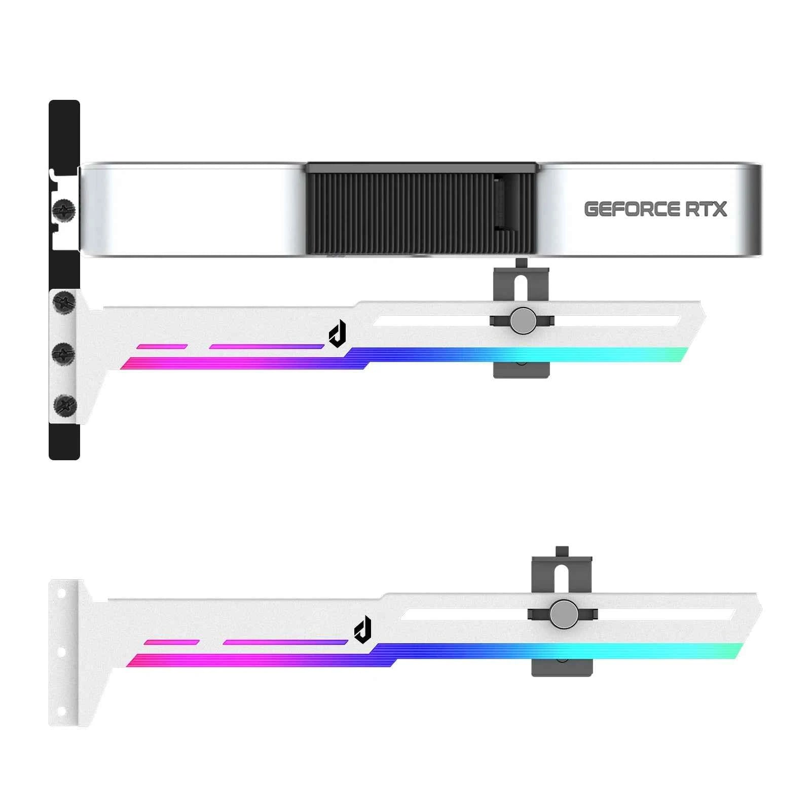 Computer Graphics Card/GPU Bracket, ARGB, Made Of Aluminum Alloy Material, Horizontally Installed, And Adjustable By Sliding.