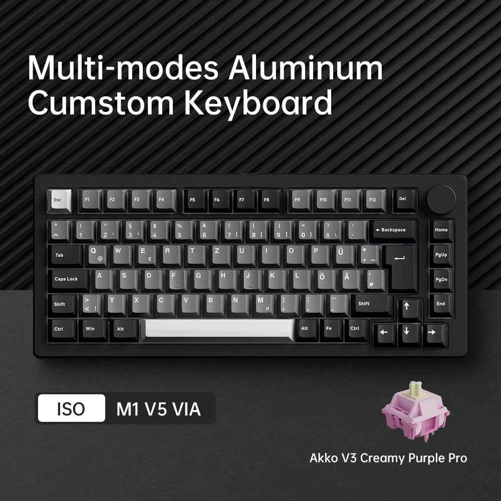 Akko MonsGeek M1 V5 Three-mode Mechanical Keyboard/Barebone Kit VIA 75% 3/5 Pin Customized Hot Swap RGB Rapid Disassemble Gasket