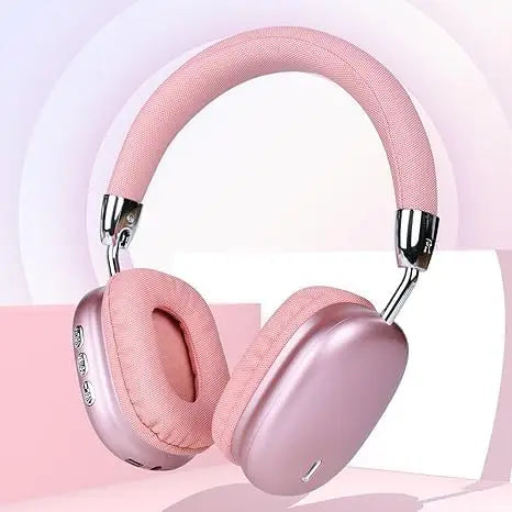 Foldable Over Ear Bluetooth Headphones Pink Stereo Wireless Headset with Microphone Support TF Card for Gaming Music