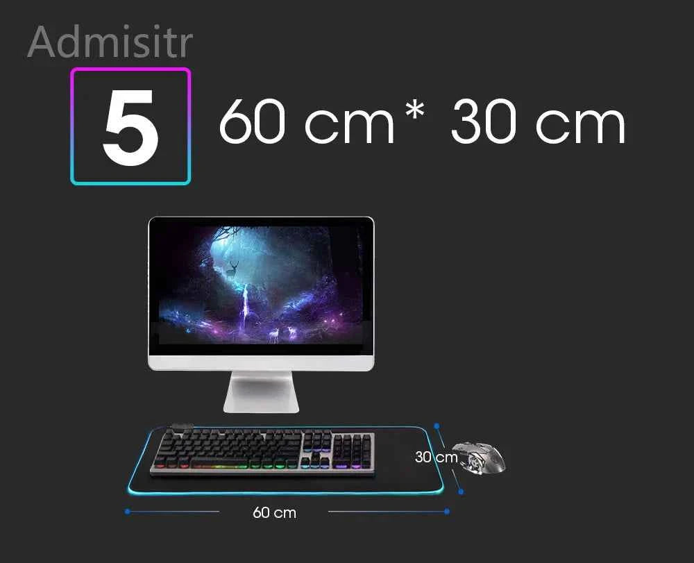 LED Desk Mat Black and White Lines RGB Computer Mouse Pad Gamer Cabinet Luminescence Abstract Mousepad Keyboard Gaming Deskmat