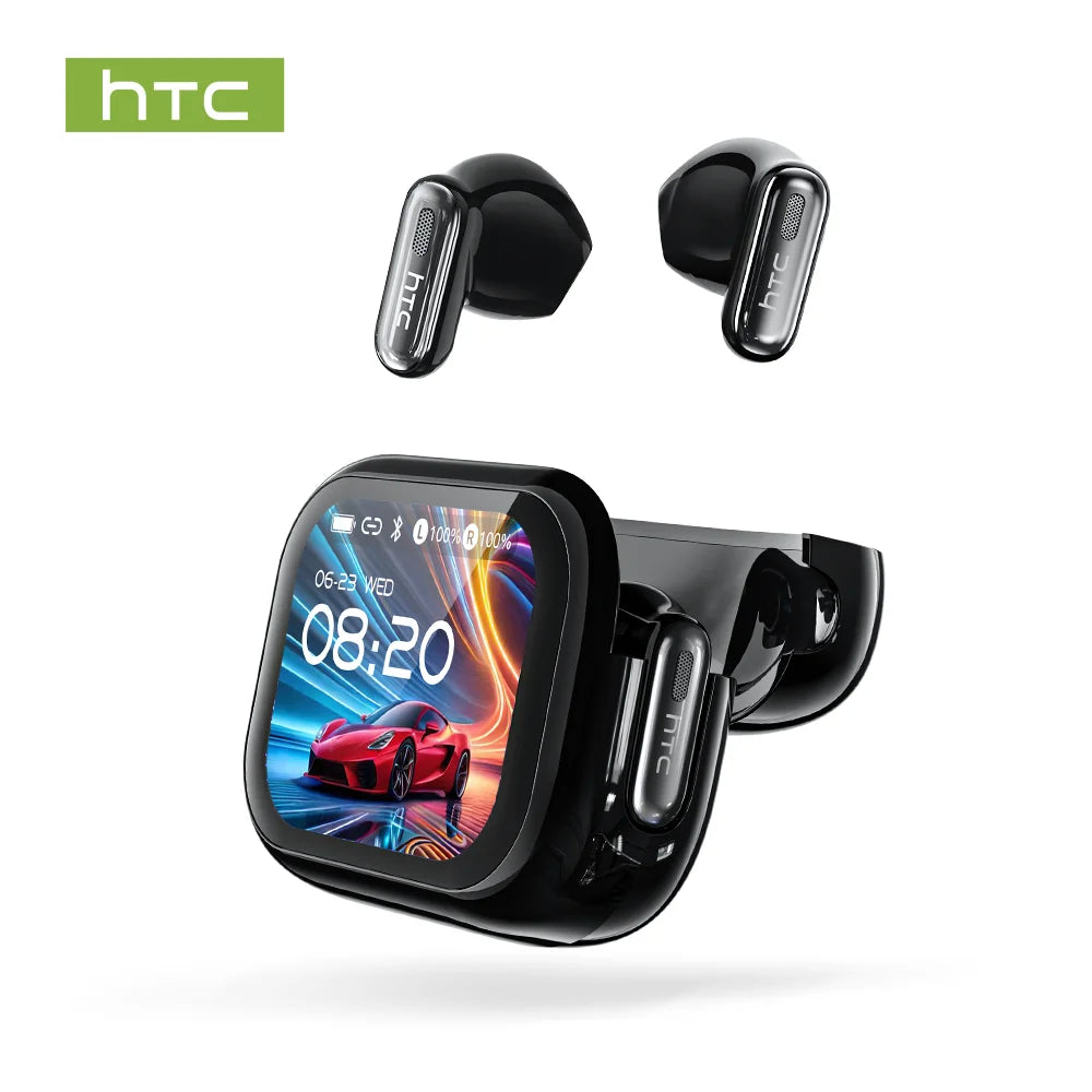 New HTC NE68 TWS Earbuds Bluetooth 6.0 Smart Touchscreen Case 134-Language AI Translator ANC IPX5 Waterproof 48H Playtime