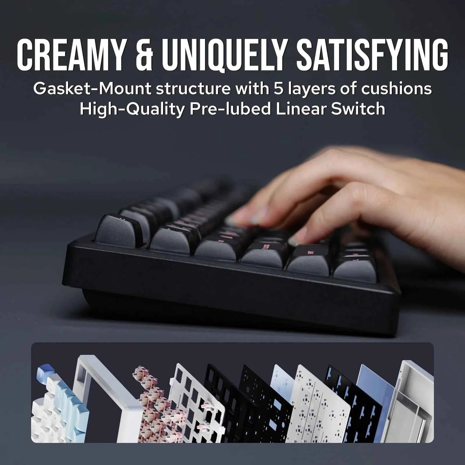 EPOMAKER Galaxy100 1800 ANSI US Layout QMK/VIA Wired/BT5.0/2.4Ghz Aluminum Mechanical Gaming Keyboard with Knob