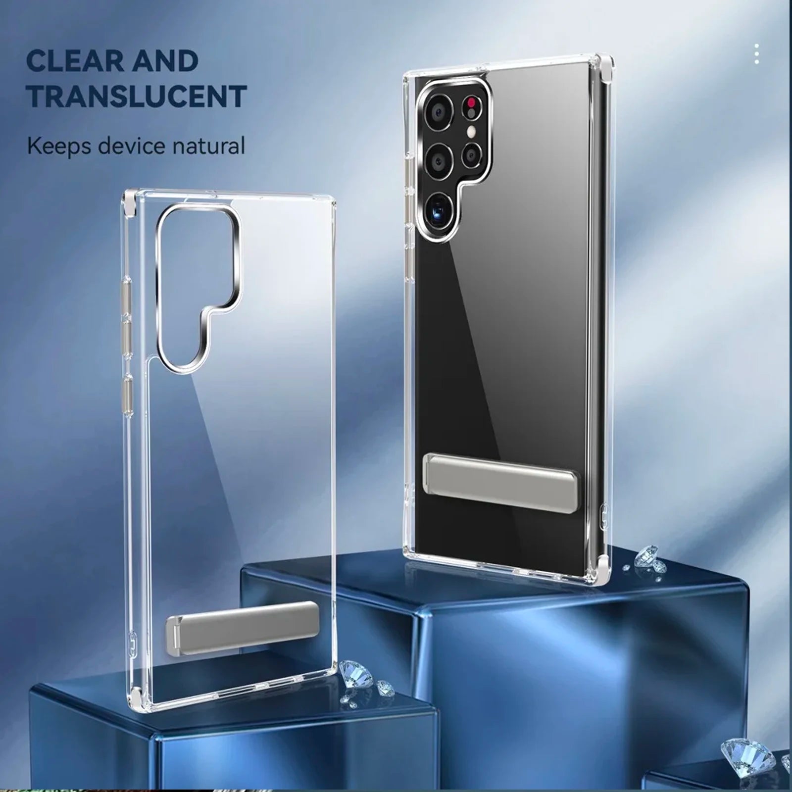 UYUXIO Stand Mobile Phone Case for Samsung Galaxy S25 Ultra  S24 S23 FE S22 Plus Clear Cases with Kickstand Cover with Holder
