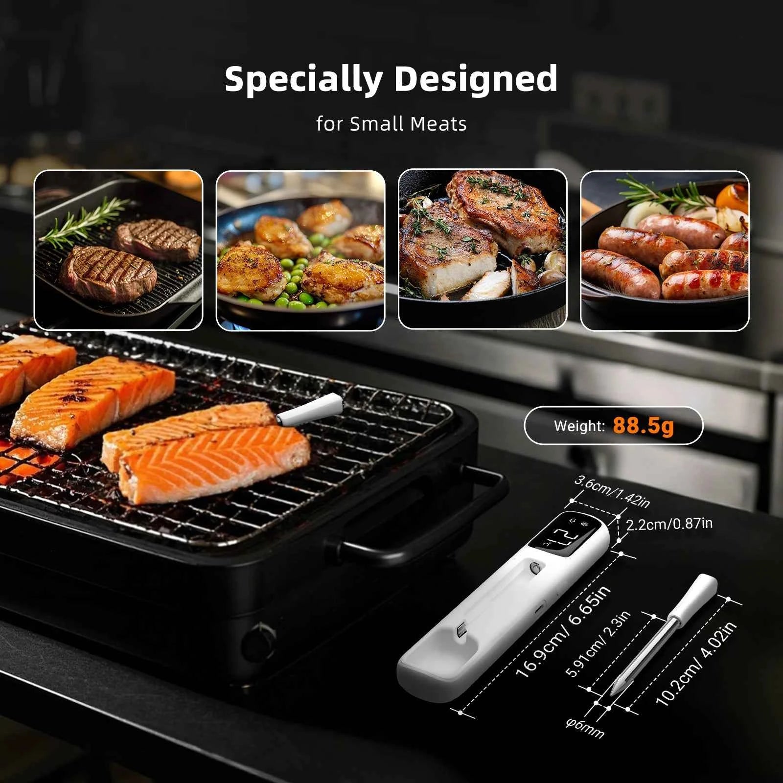 INKBIRD INT-11I-B Mini Wireless Meat Thermometer, Bluetooth 5.4 1000ft, 1s Response, IP67, 26 Presets, LED Display, for BBQ/Gril