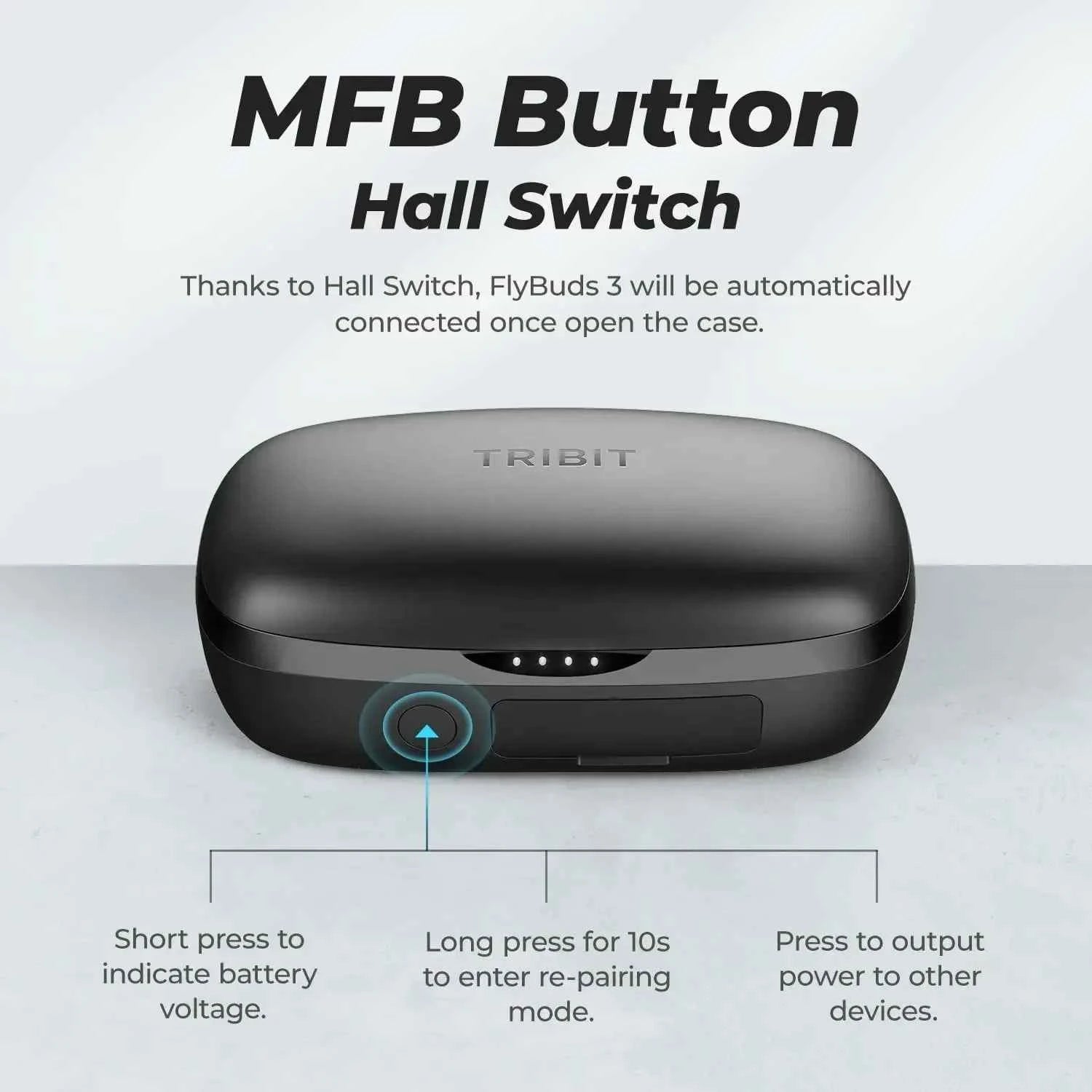 Tribit FlyBuds 3 TWS Bluetooth Earphones IPX8 Waterproof Wireless Headphones with Touch Control Built-in Mic 110-Hour Playtime