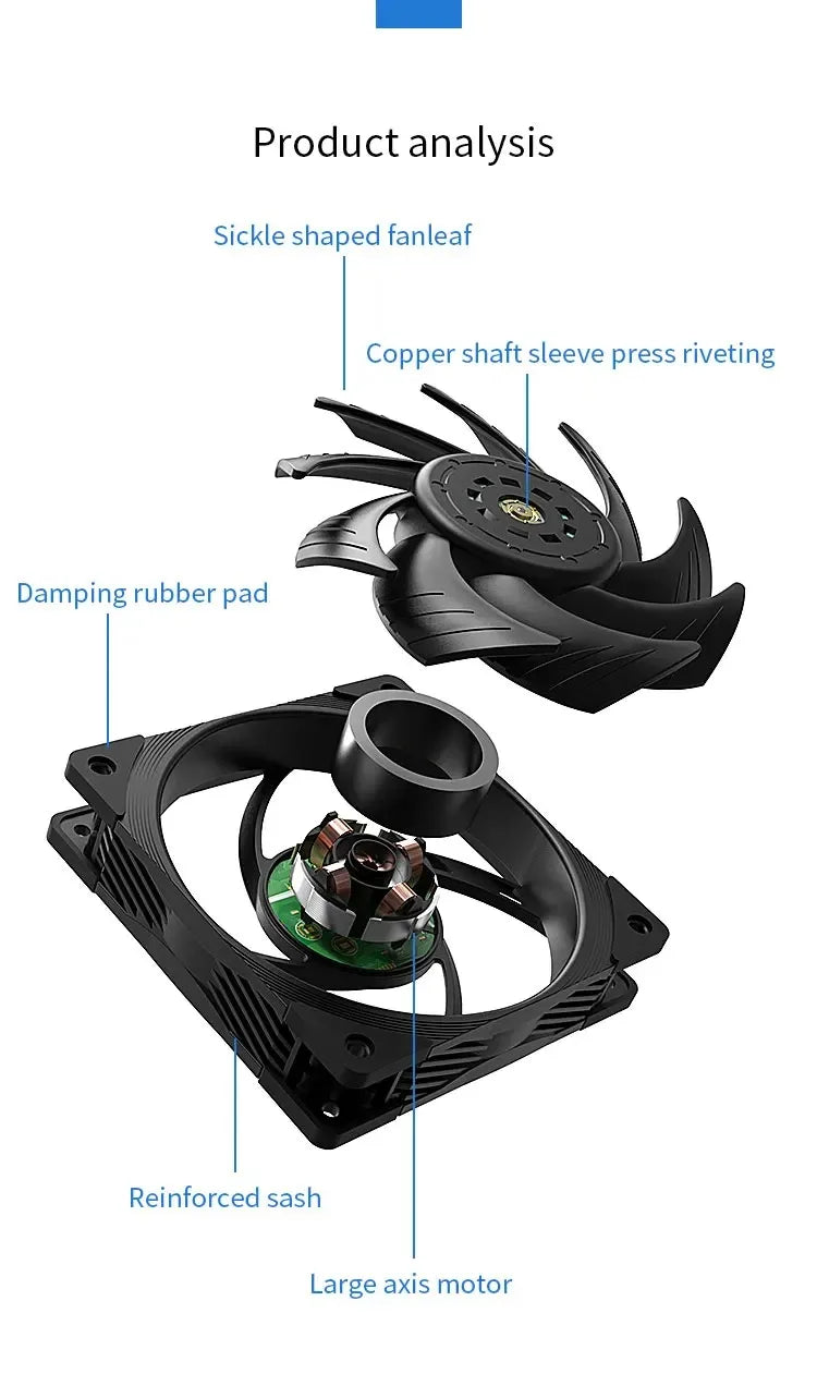 TEUCER T30 Computer Case Fan 12CM 4PIN PWM CPU Cooler Fan PC Case Silent Fan 120mm
