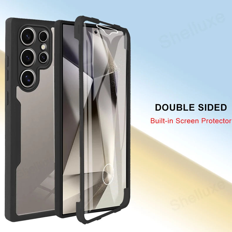 360 Full Body Front+Back Case Shelluxe For Samsung Galaxy S26 S25 Edge S24 S23 Ultra S22 Plus S21 FE Silicone Double Sided Cover