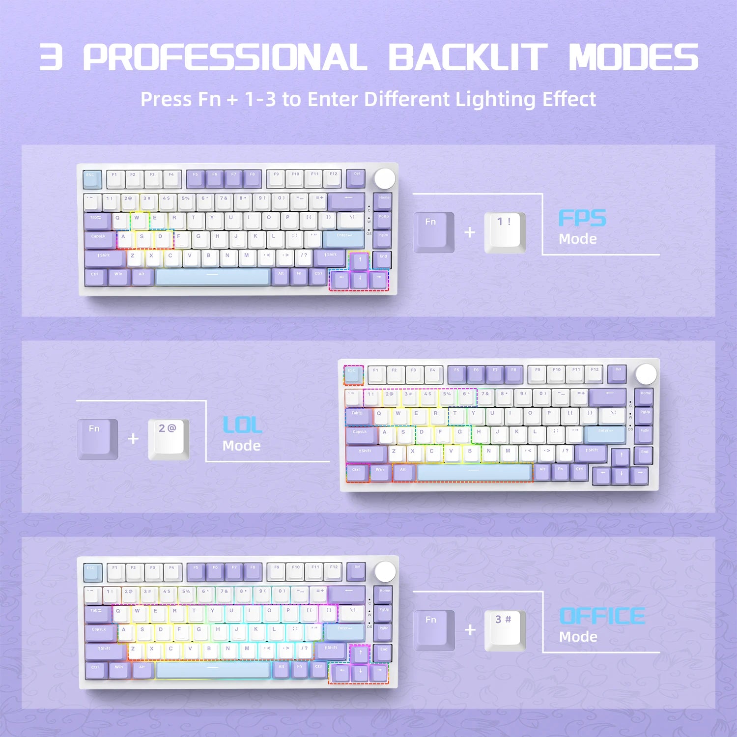 A.JAZZ AK820 Hot Swappable Mechanical Keyboard,75% TKL RGB Backlit Wired Gaming Keyboard with Knob Control,Poron Foam