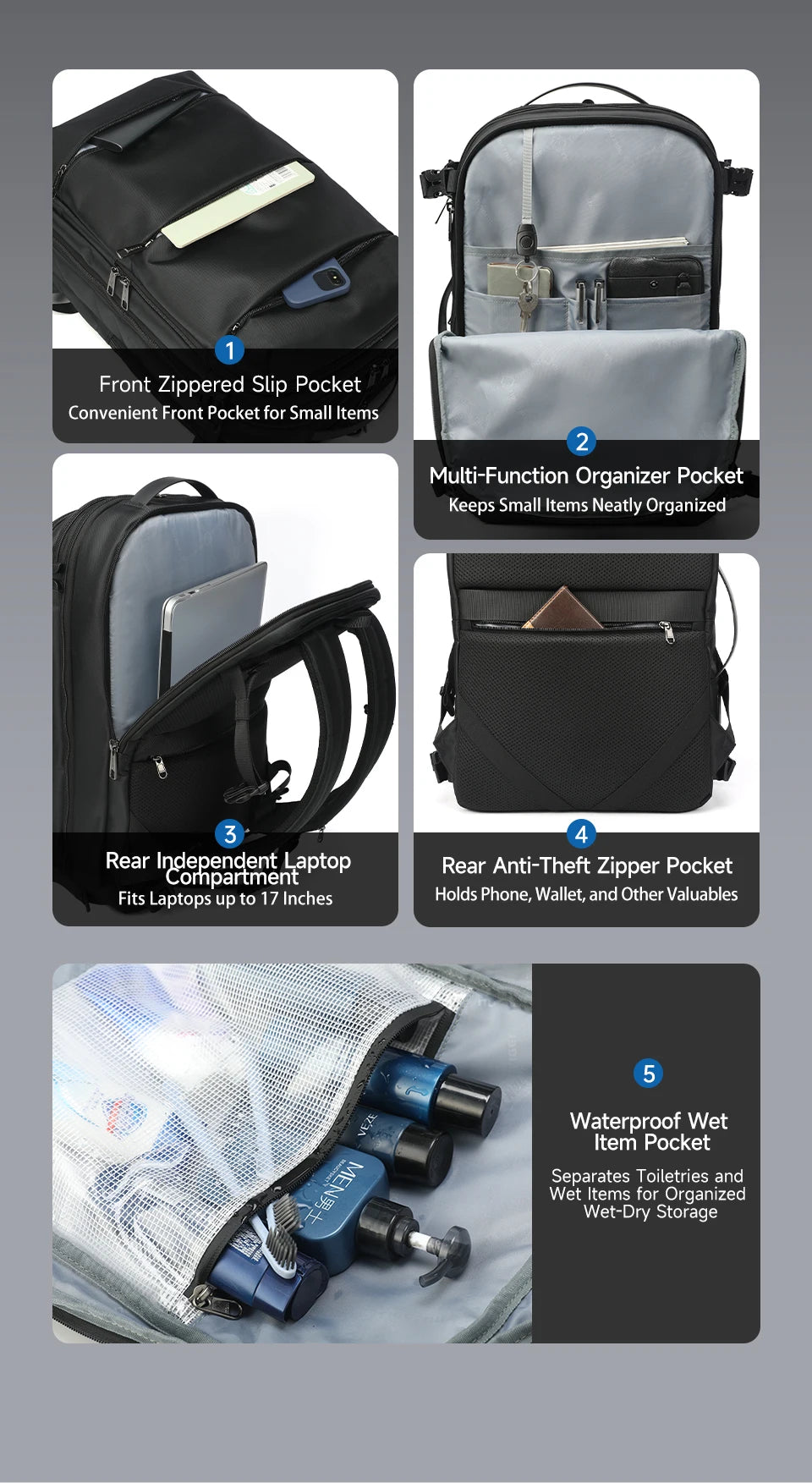 Tigernu Vacuum Compression Backpack Men Women Expandable Travel Backpacks Luggage With USB Large Capacity For 17 Laptop Back