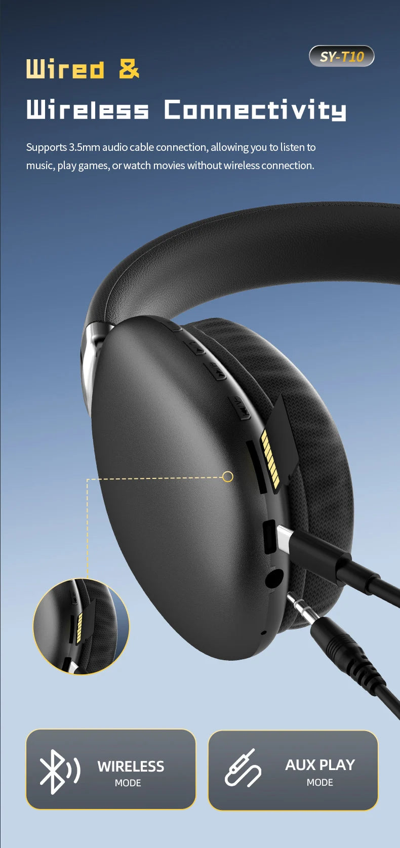 Simple Stylish Foldable Bluetooth Headphones Over Ear HiFi Stereo Wireless Headset Support AUX TF FM For Music Sports