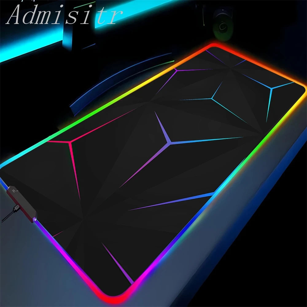 Geometry Large RGB Gamer Mousepad 40x90cm Hexagon Mouse Mat Gaming Mousepads LED Keyboard Mats Luminous Desk Pads Mouse Pad
