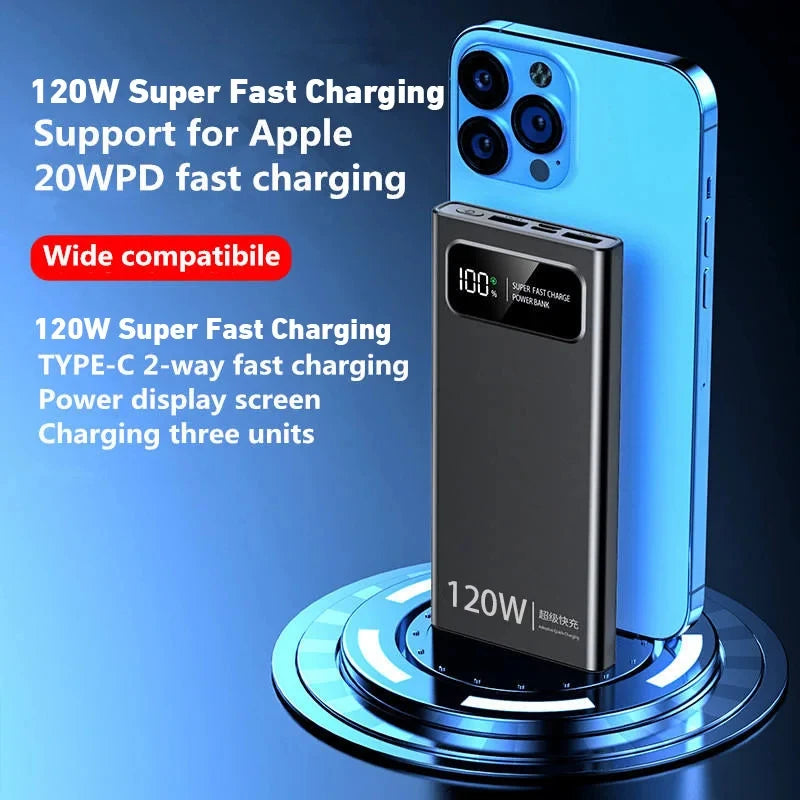 2026 CCC Certified 200000mAh 740Wh 120W Super Fast Charging Power Bank LED Digital Display Long Lasting for iOS Android Laptops