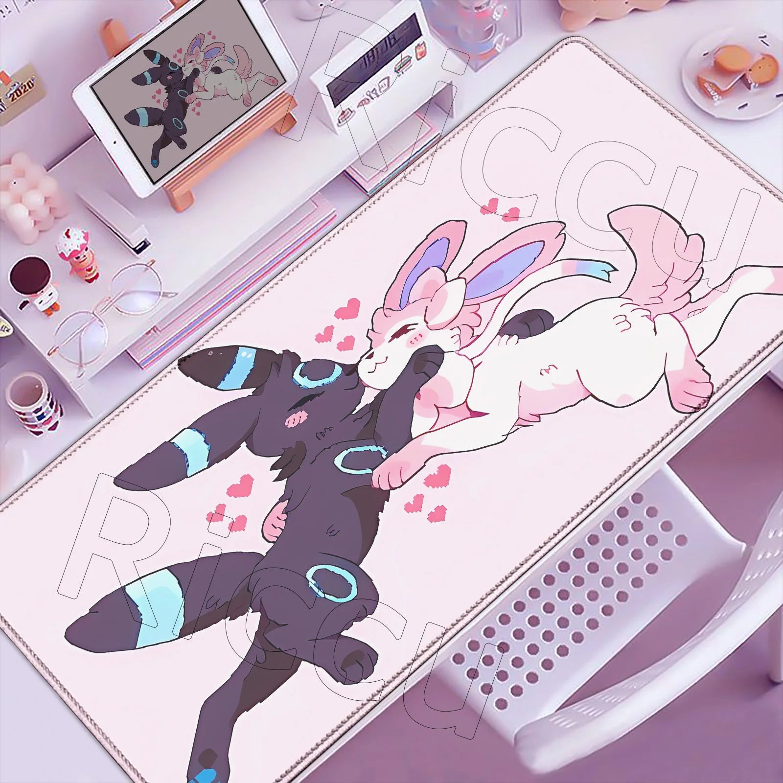 P-Pokemons Sylveon Eevee Mousepad Mouse Pad Large Gamer XXL Pc Keyboard Desk Mouse Mat Carpet Rubber Tapis Souris Gaming Notbook