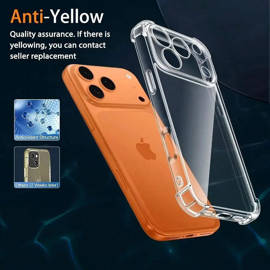 Quad-Corner Shock-Resistant Clear Case for iPhone 17 Pro Max/Air/X/16/15/14/13/12/11 – Minimalist Transparent Design