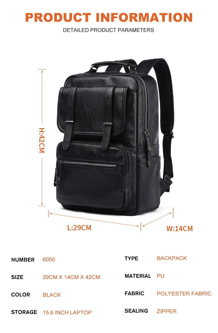 MOYYI Leather Laptop Backpack for Men Waterproof Travel Backpack Vintage Business Bag for Commuter Casual Leather Daypack