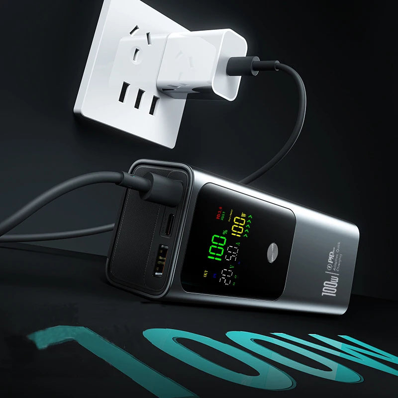 50000mAh Portable Color Screen Power Bank Supports PD100W Bidirectional Fast Charging Suitable For IPhone Laptop Samsung Xiaomi
