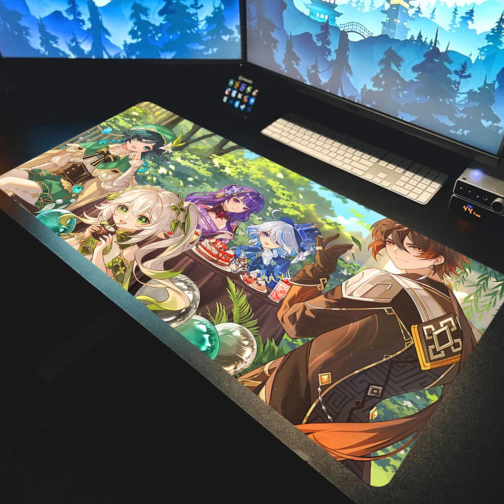 Anime Mousepad Genshin Impact Mouse Pads Gamer Mat Xxl Pc Accessories Desk Protector Keyboard Pads Computer Desks Gaming Mats