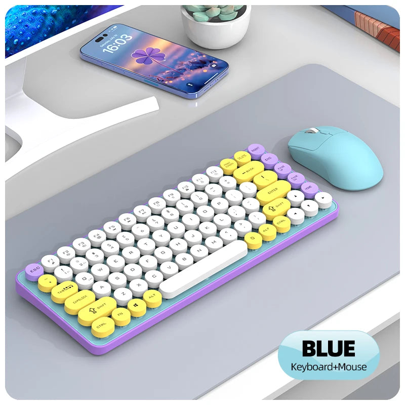 Friwol BT185 Bluetooth Wireless Keyboard Mouse Set Punk Keycap Laptop Desktop Office Mute Keyboard Mechanical Feel