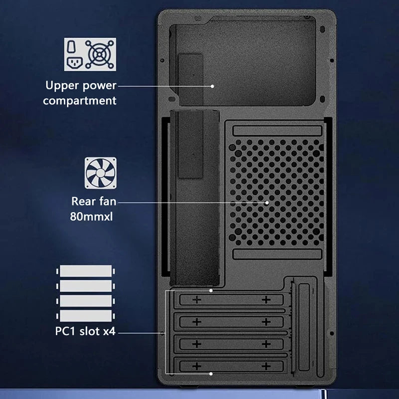 Mini Computer Case ATX Power Supply Suitable For M-ATX/ITX Motherboard For Easy Portability And Fast Heat Dissipation