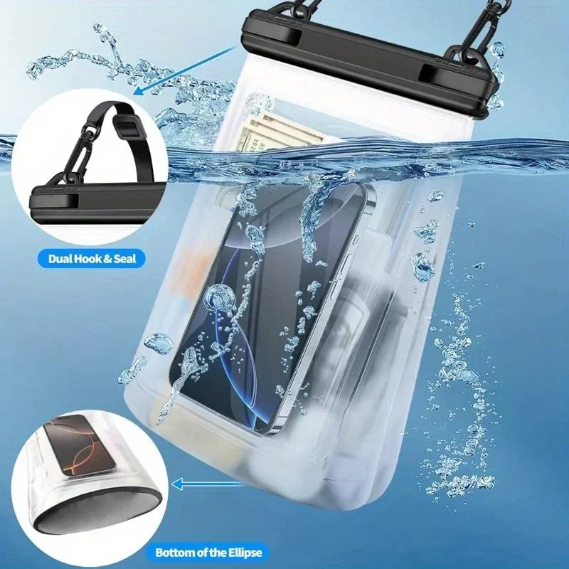 HAISSKY Large Mobile Phone Waterproof Pouch For iPhone 17 16 Pro Max 17 Air 16E 15 Plus Swim Travel Beach Bags With Seal Stripe