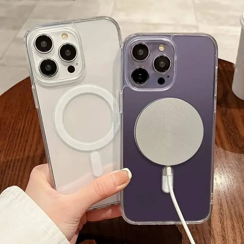Transparent Magnetic Phone Case Supports Wireless Charging Classic and Stylish - for iPhone 17/16/15/14/13/12/11 Pro Max