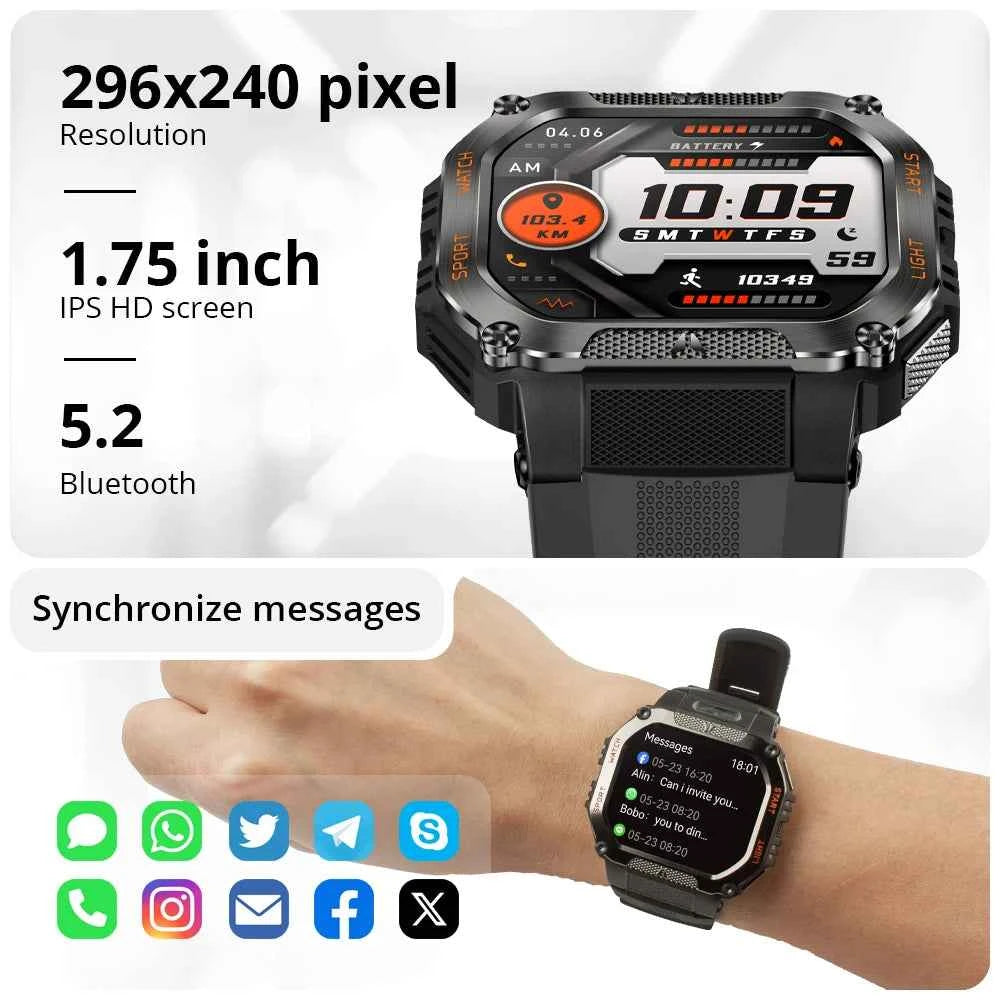 2025 COLMI P85 Smart Watch Men Bluetooth Call Outdoor Rugged Smartwatch 3ATM IP68 Waterproof Flashlight Sports Fitness Watches