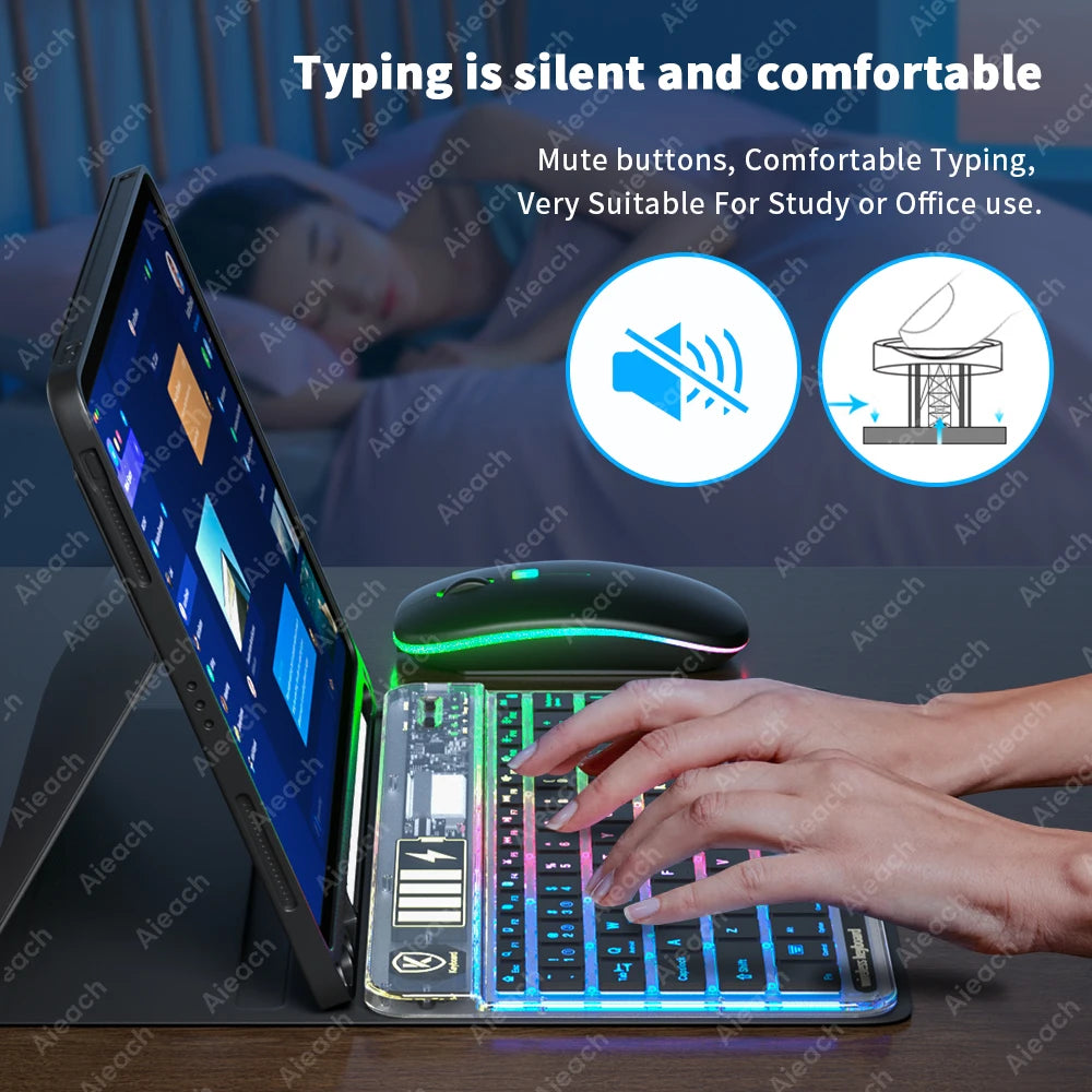Transparency Bluetooth Keyboard For Tablet Phone Wireless Keyboard Korean Russian French Arabic Tablet for iPad Android