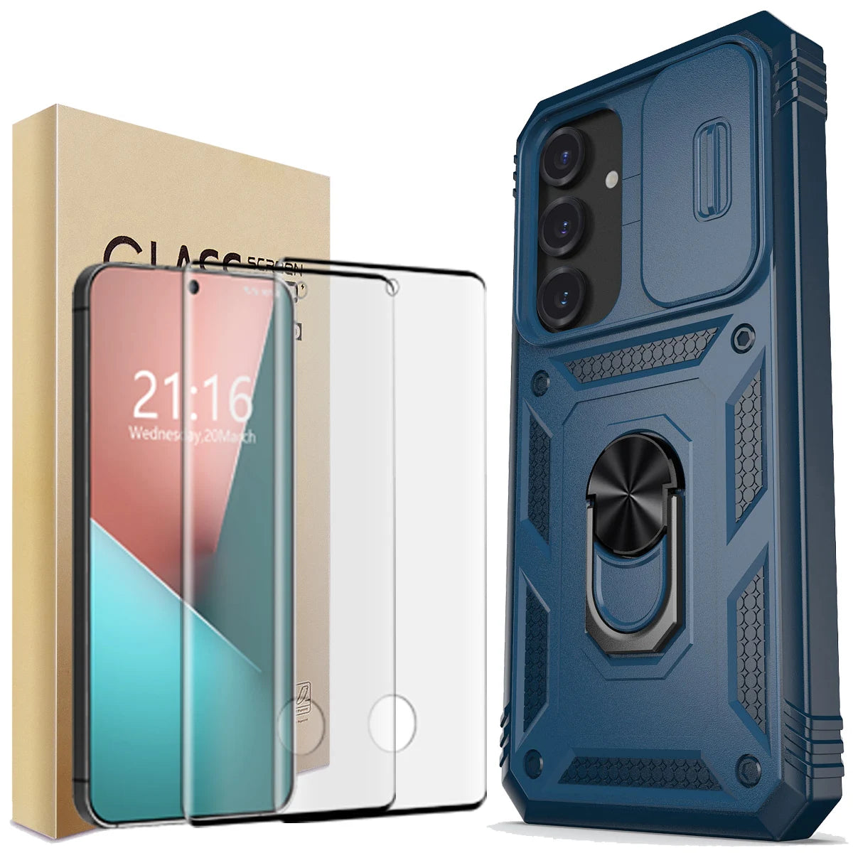 For Samsung Galaxy S25/S25 Plus/S25 Ultra/S25 Edge Case Shockproof Hard Kickstand Cover And 2pcs Tempered Glass Screen Protector