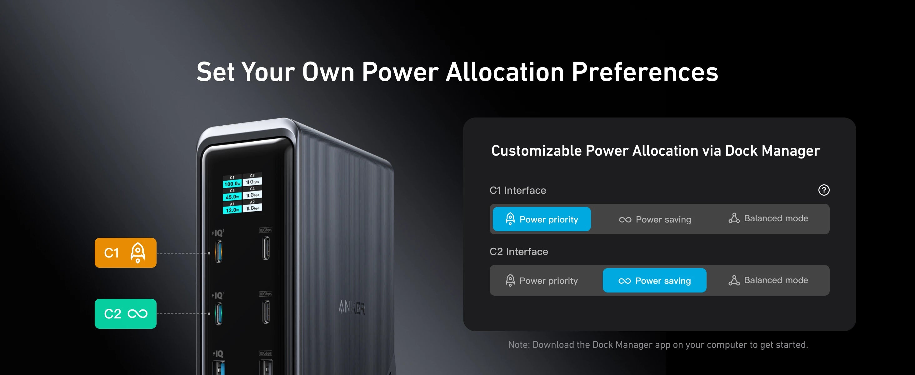 Anker Prime charging 160W 14 in 1 Desktop Charge Docking Station type-C Smart Control Screen Display 10Gbps Dual 4K ThreeScreen