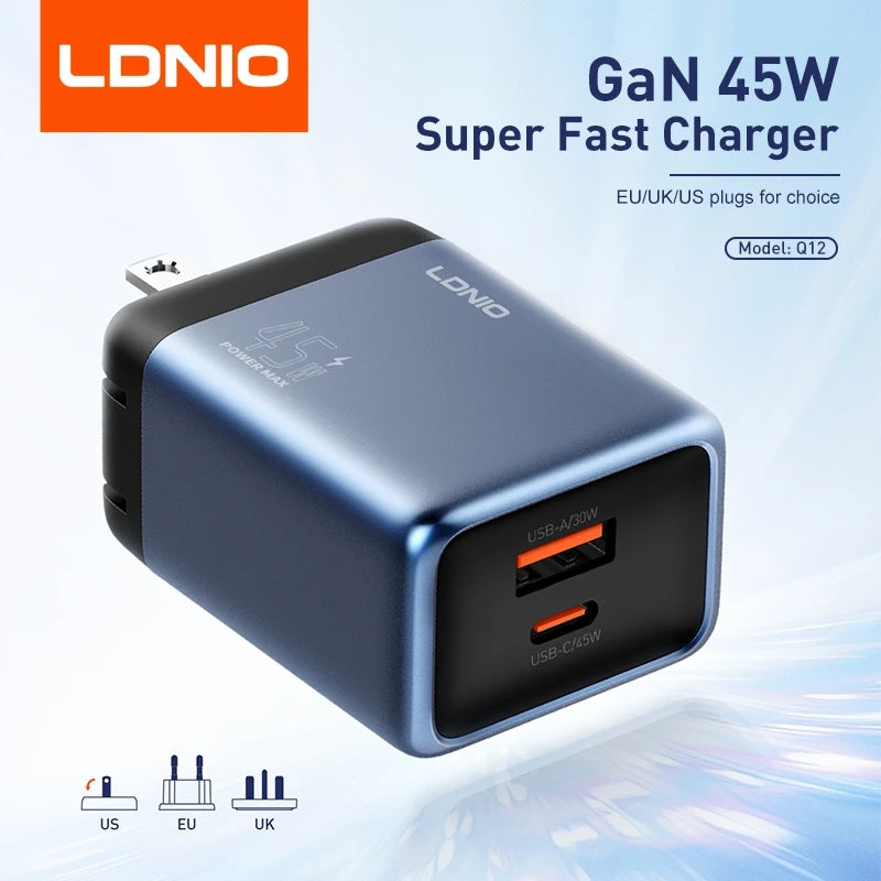LDNIO Gan 45W Fast Charge Type-C Charger Compatible with 40W iPhone 17 pro Max Air Xiaomi Samsung Ultra - Fast Charging Adapter