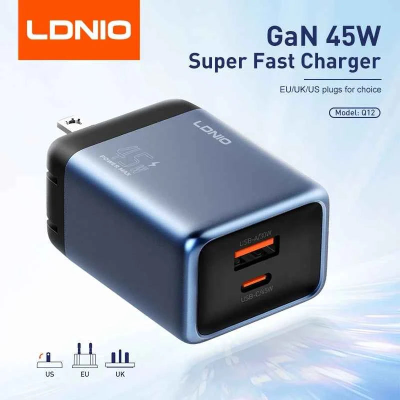 LDNIO Gan 45W Fast Charge Type-C Charger Compatible with 40W iPhone 17 pro Max Air Xiaomi Samsung Ultra - Fast Charging Adapter