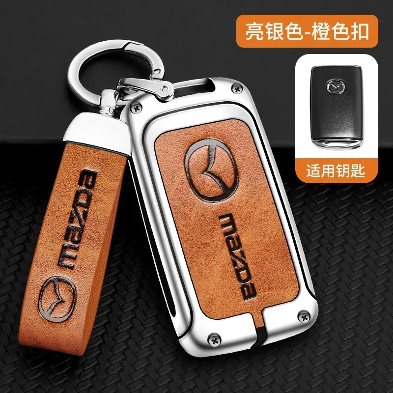 Metal&Leather Car Key Case Cover Protection For Mazda 3 Alexa BP CX3 CX4 CX5 CX-5 CX8 CX-9 CX-30 CX30 CX50 2020 2022 Accessories