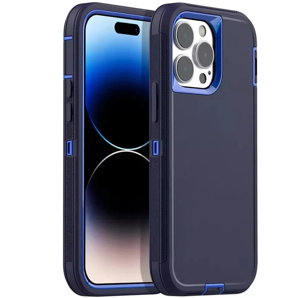 3in1 Defend Phone Case For iPhone 16 17 16E 15 14 Plus 13 12 11 Pro Max Mini Original Heavy Duty Shockproof Hybrid Armor Cover