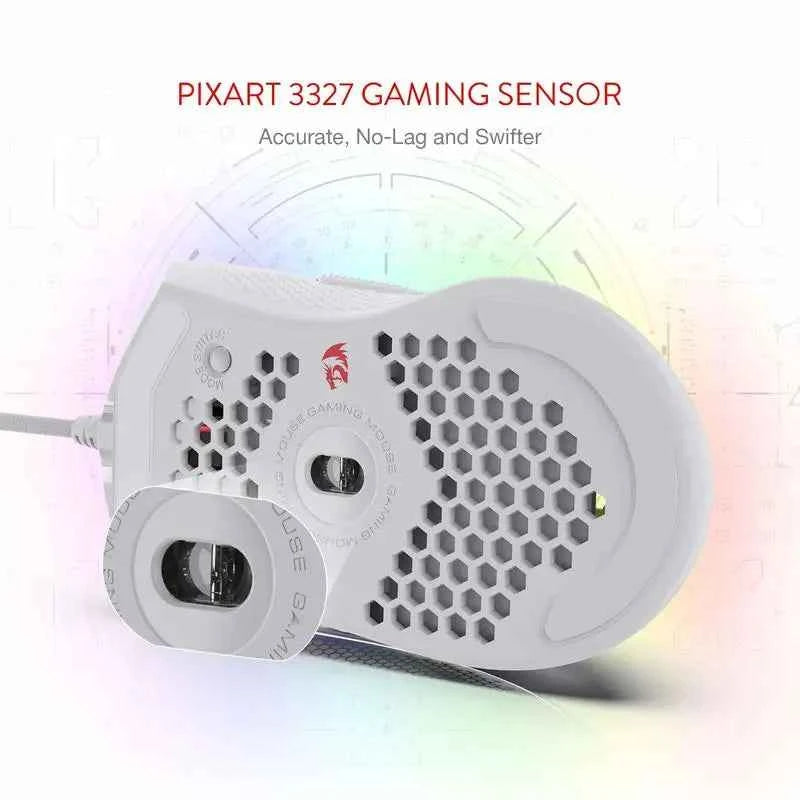 Redragon M808 Storm Lightweight RGB LED USB Gaming Mouse 12,400 DPI Optical Sensor 7 Programmable Buttons Precise Regist