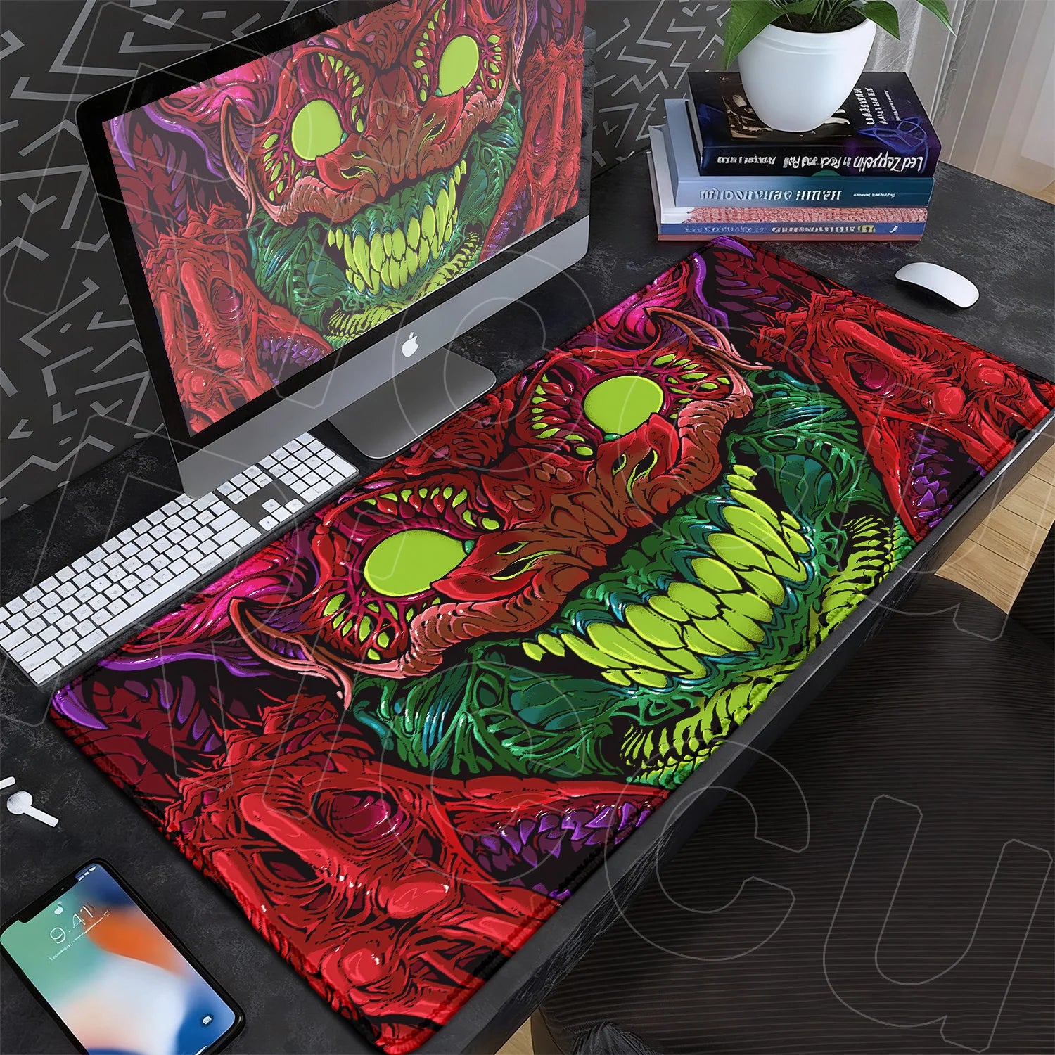 60x35cm Company Office Mice Extend Carpet XXL Hyper Beast Non-slip Rubber Mouse Pad Keyboard Gaming Accessories Cool Monster Mat