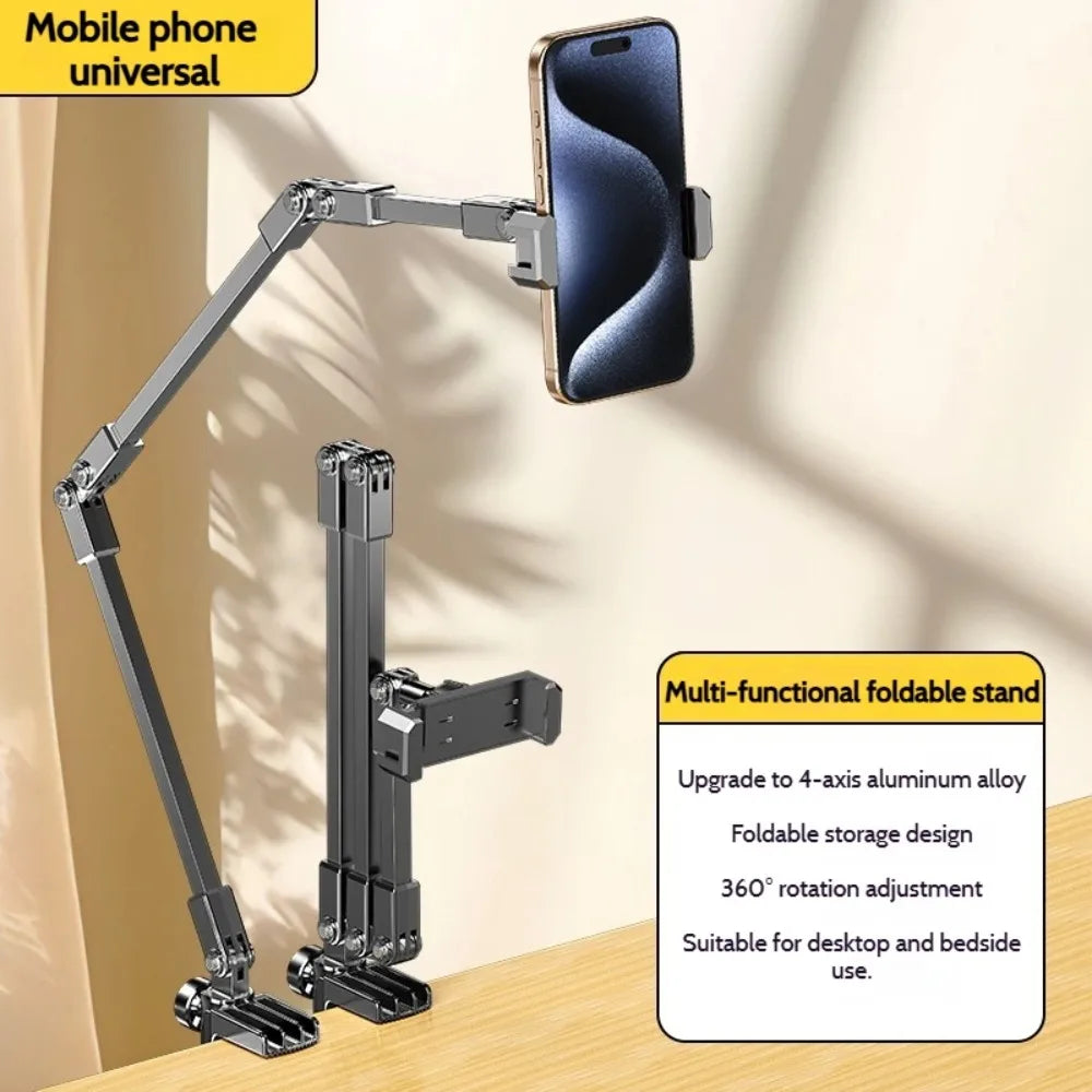 Adjustable Tablet Stand 360-degree Rotation 3 Sections Arms Bedside Phone Holder Portable Foldable Lazy Bracket