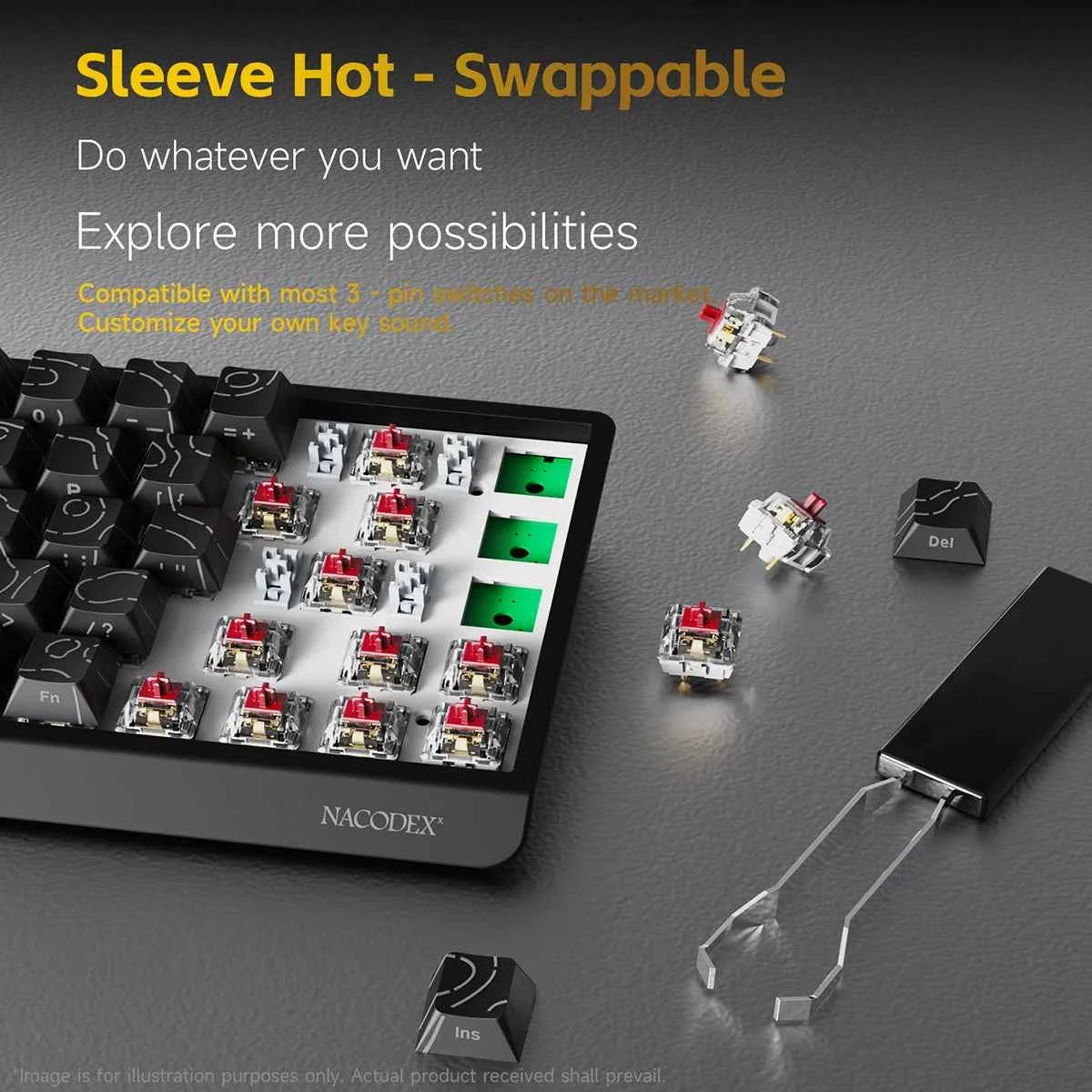 AJAZZ NK68 V2 gaming mechanical keyboard features hot-swappable keys, color backlighting, and is portable for office use