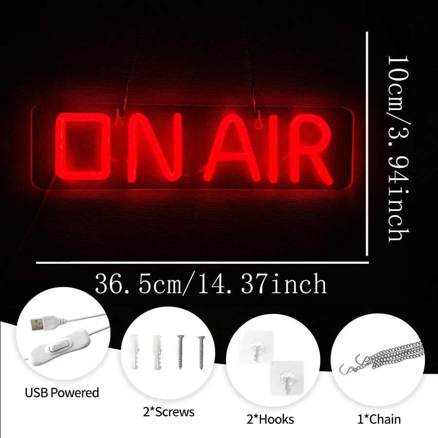 ON AIR Neon Signs, LED Studio Live Decorative Lights,  USB Connected, for Streamers Influencers Gamers  Party Decoration