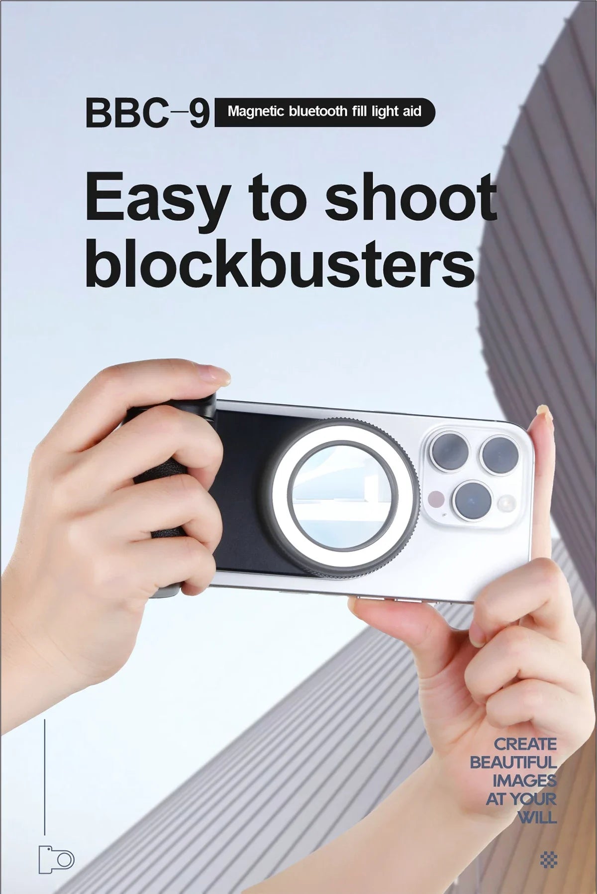 2026 MagSafe Smartphone Camera Shutter Grip Bluetooth Selfie Handle Camera Photo Stabilizer with Fill Light for Iphone Android