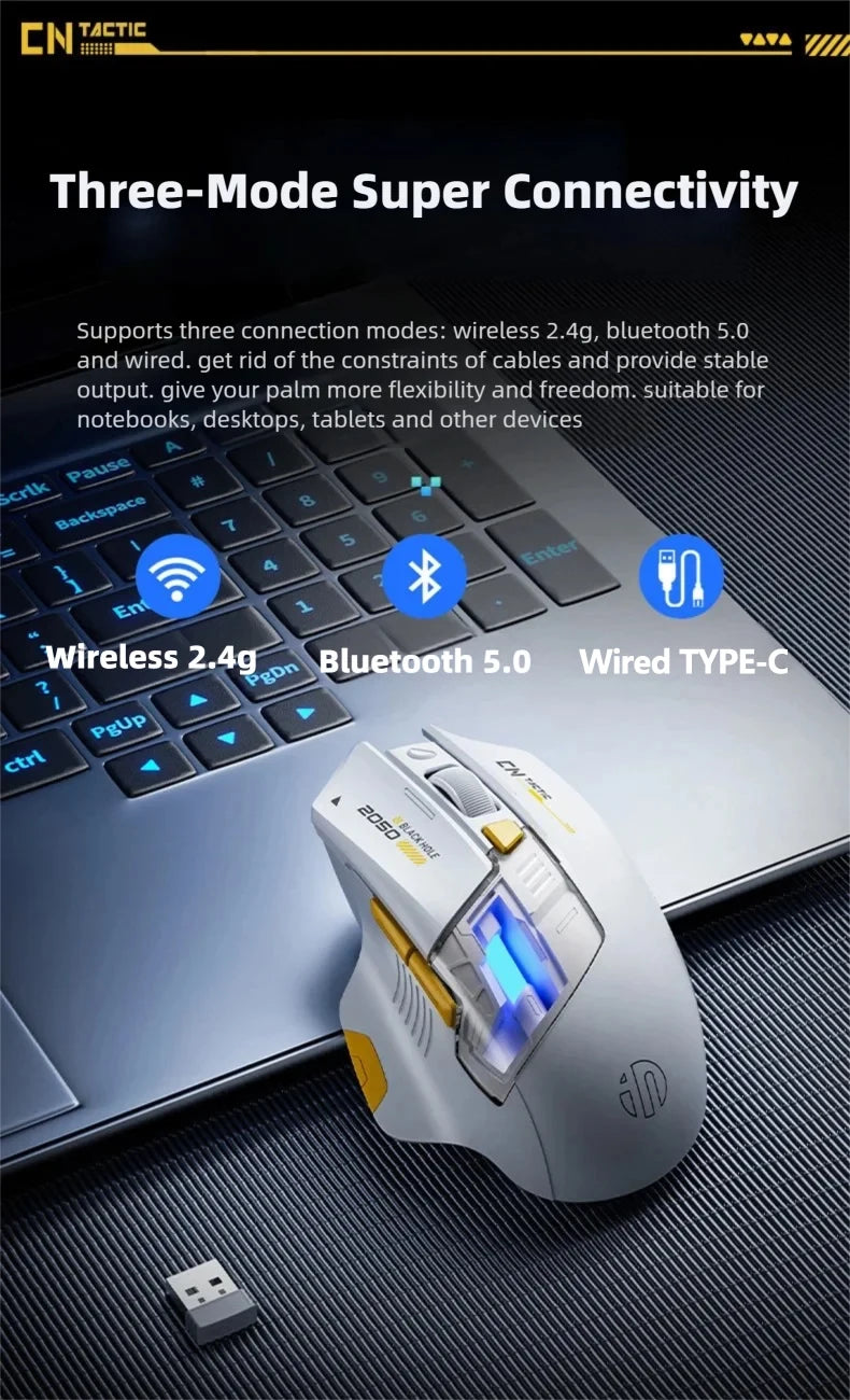 Inphic A9 Explorer V2 Wireless Gaming Mouse 500mA Battery Level Display Ergonomics Bluetooth Office Mouse For PC Laptop